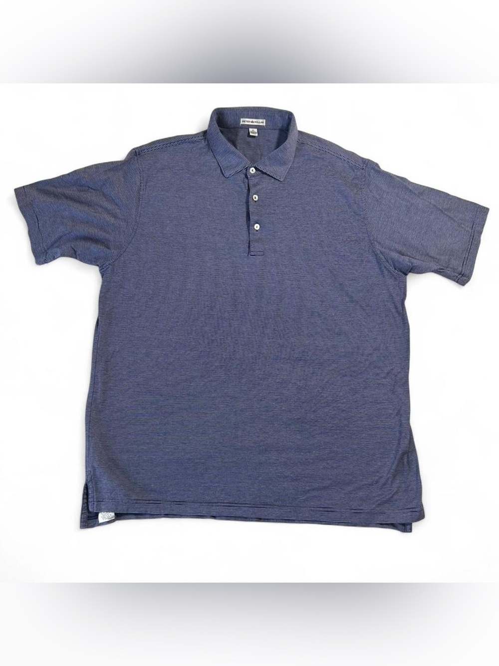 Y2K Peter Millar Blue Striped Golf Polo Shirt XL Korea